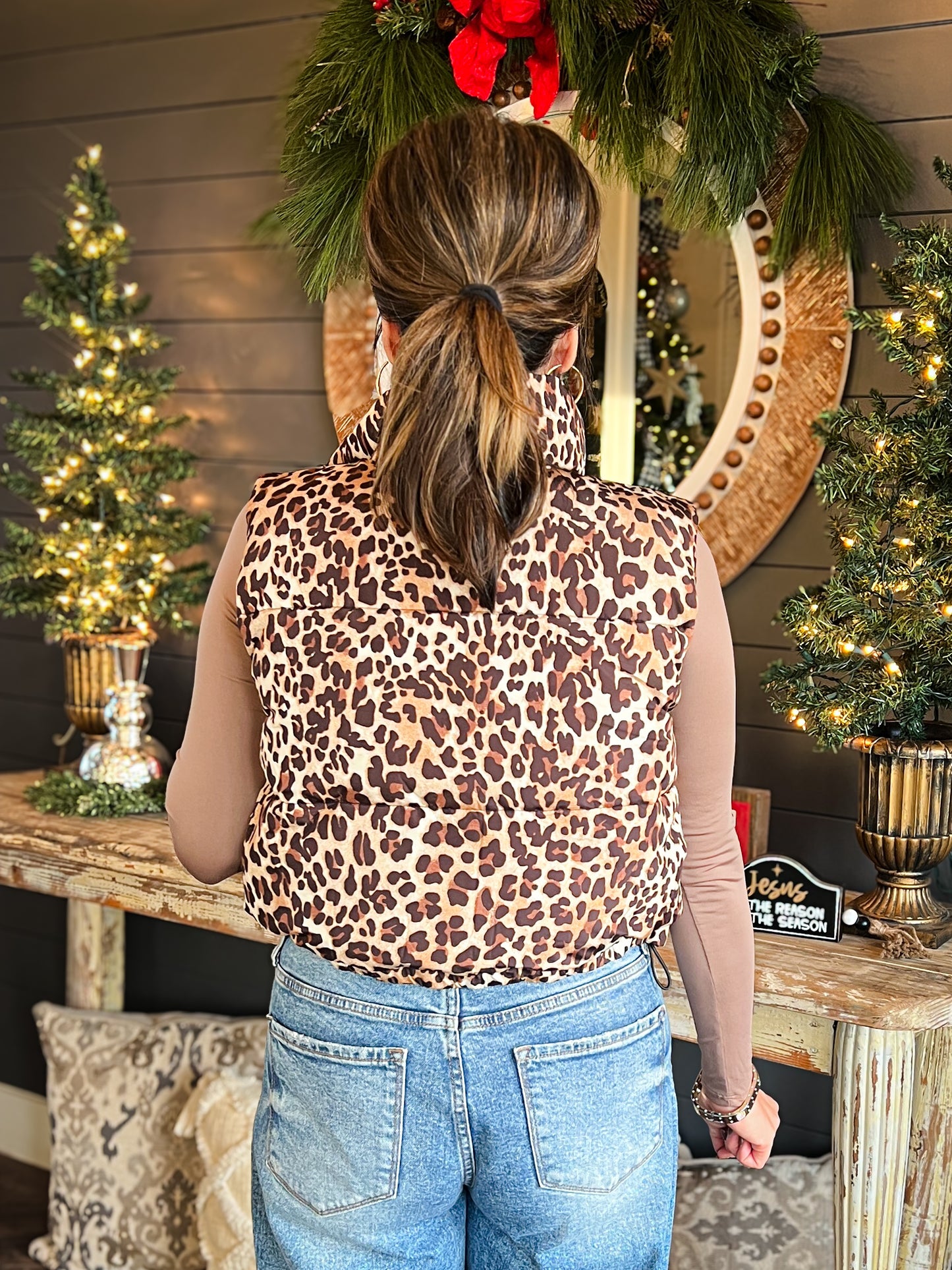 Leopard Puffer Vest