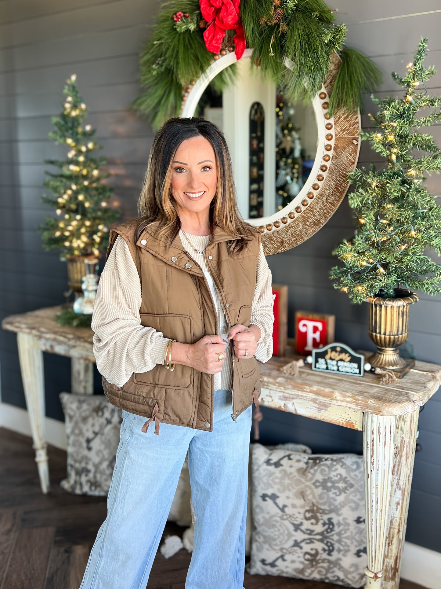 Brown Quilted Vest