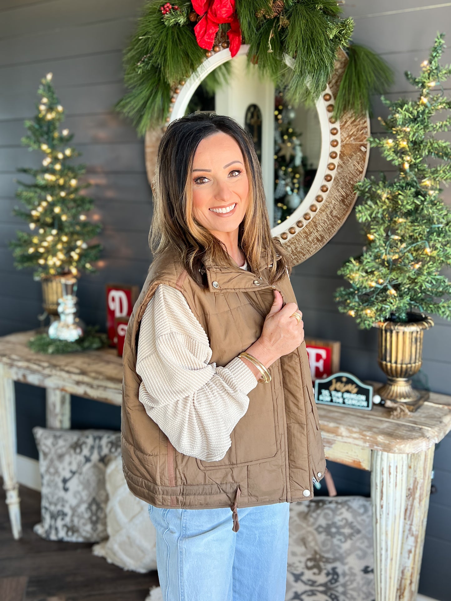 Brown Quilted Vest