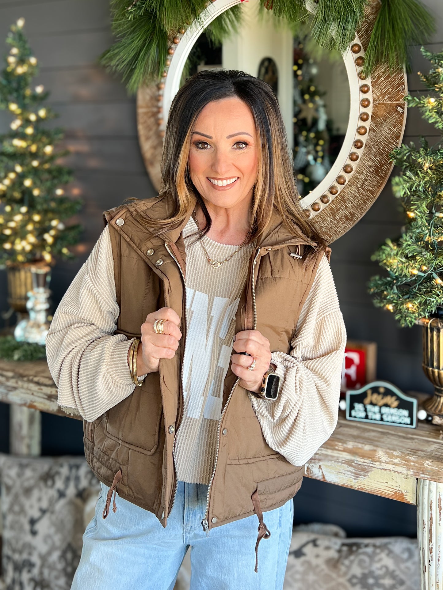 Brown Quilted Vest