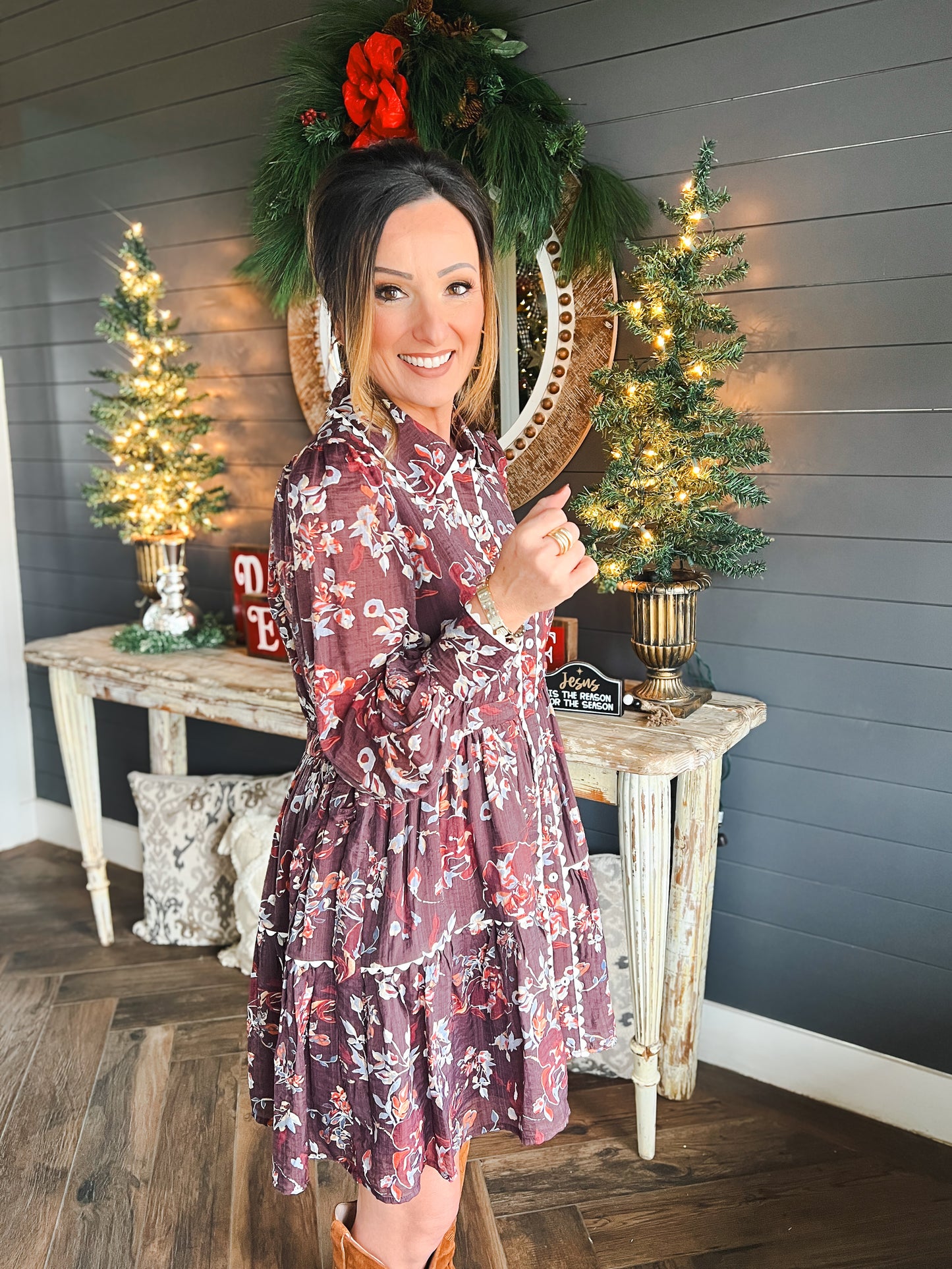 Espresso Floral Dress