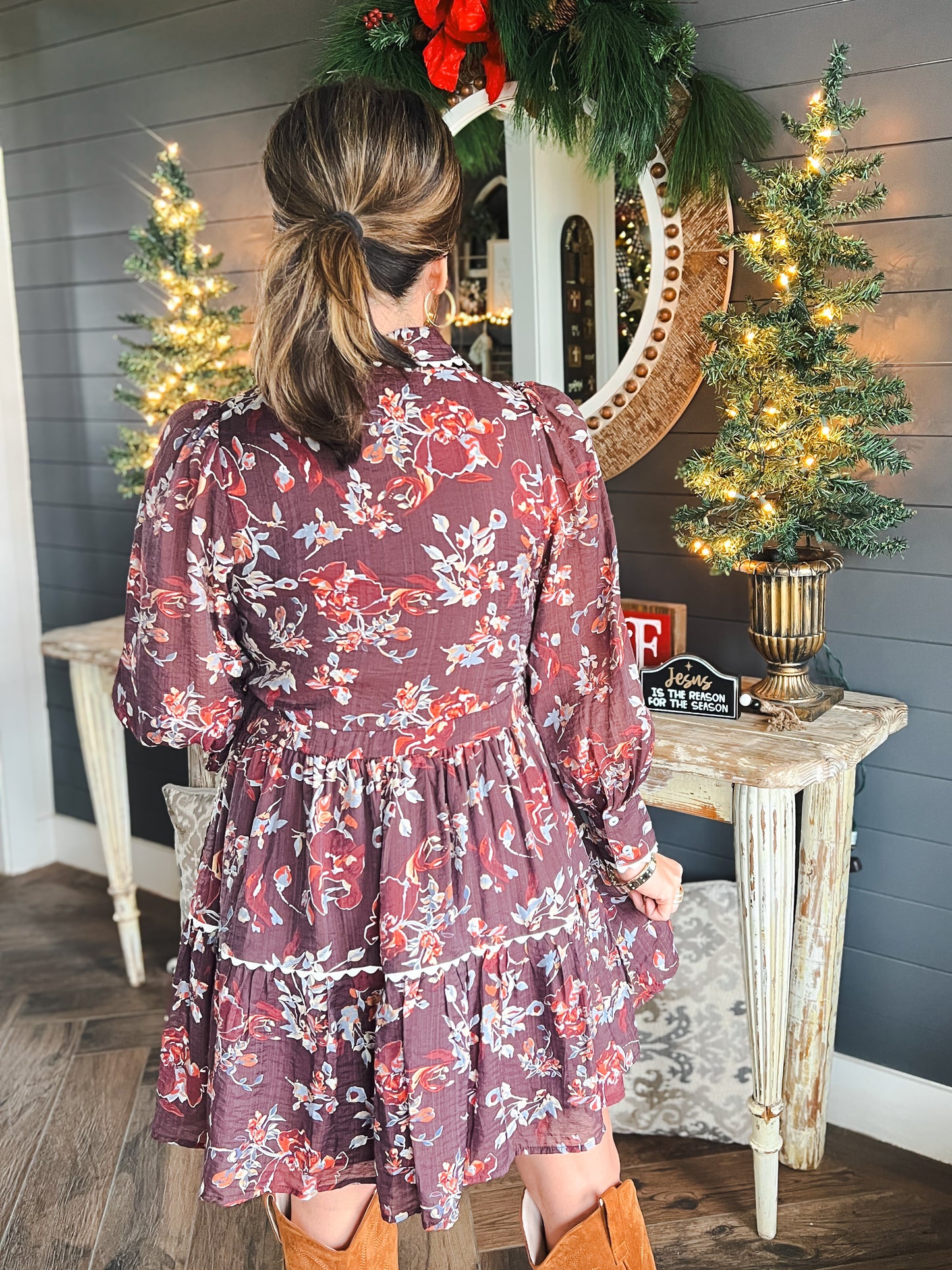 Espresso Floral Dress