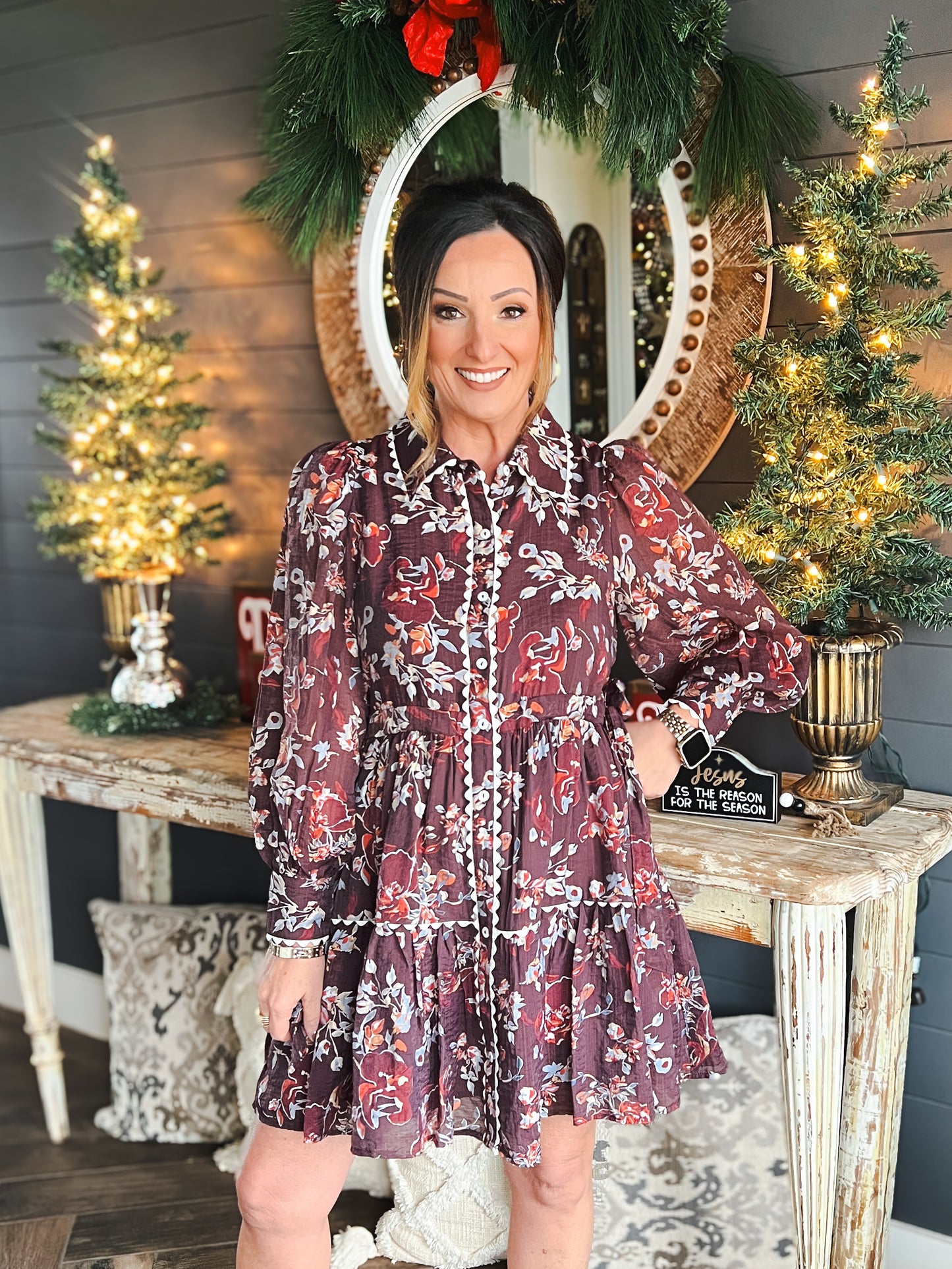 Espresso Floral Dress