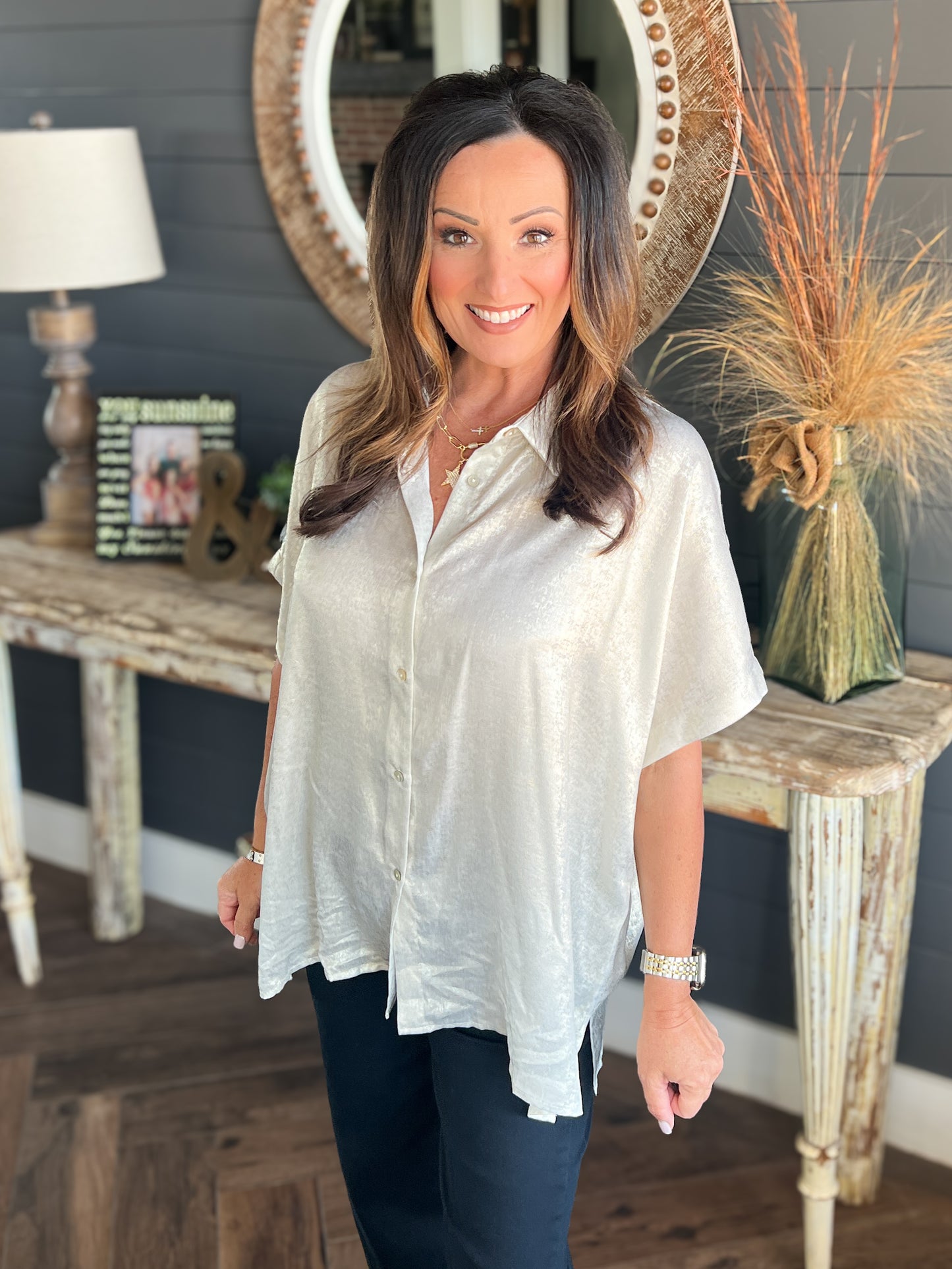 Ellie Metallic Top
