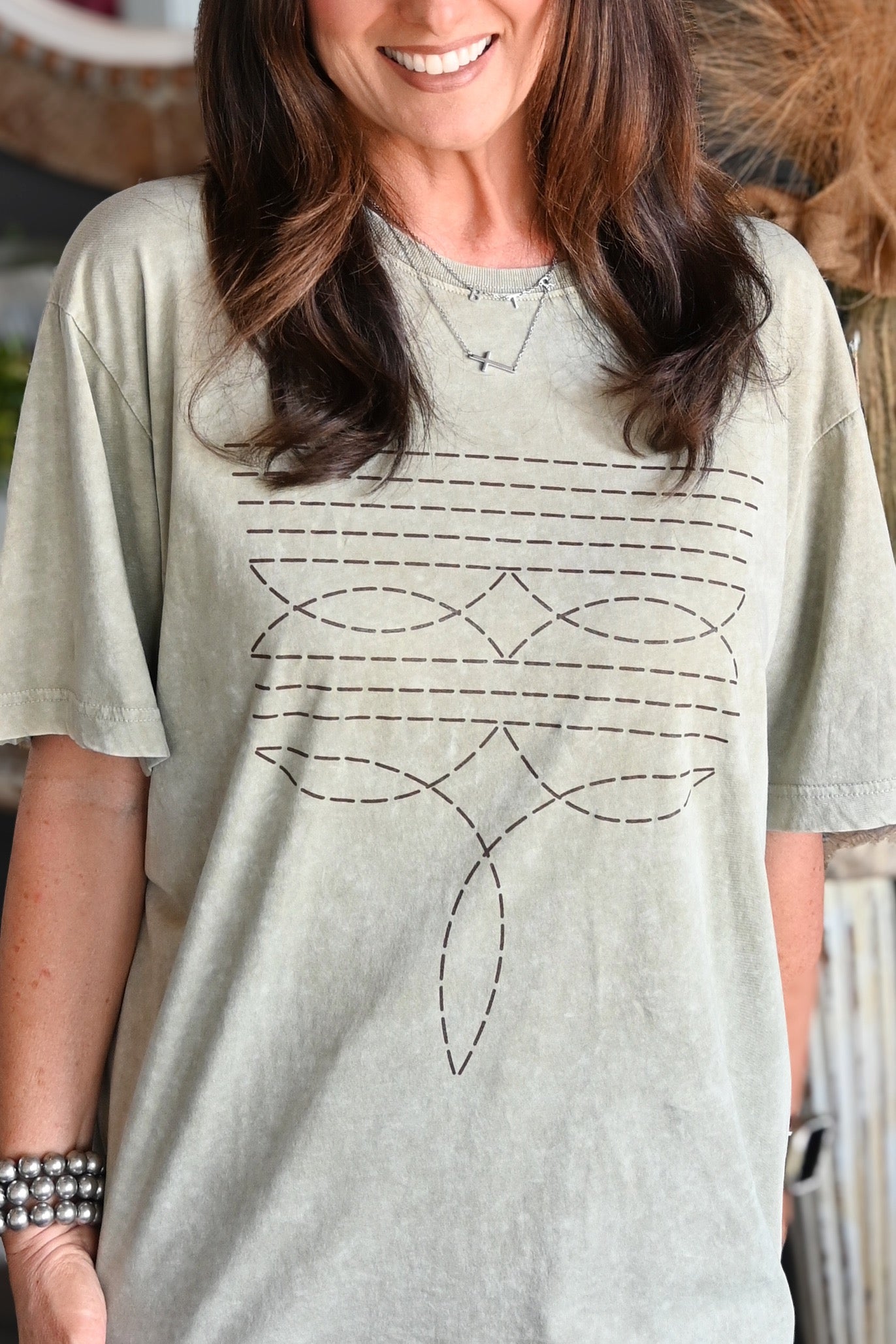 Boot Stitch Tee- Mocha