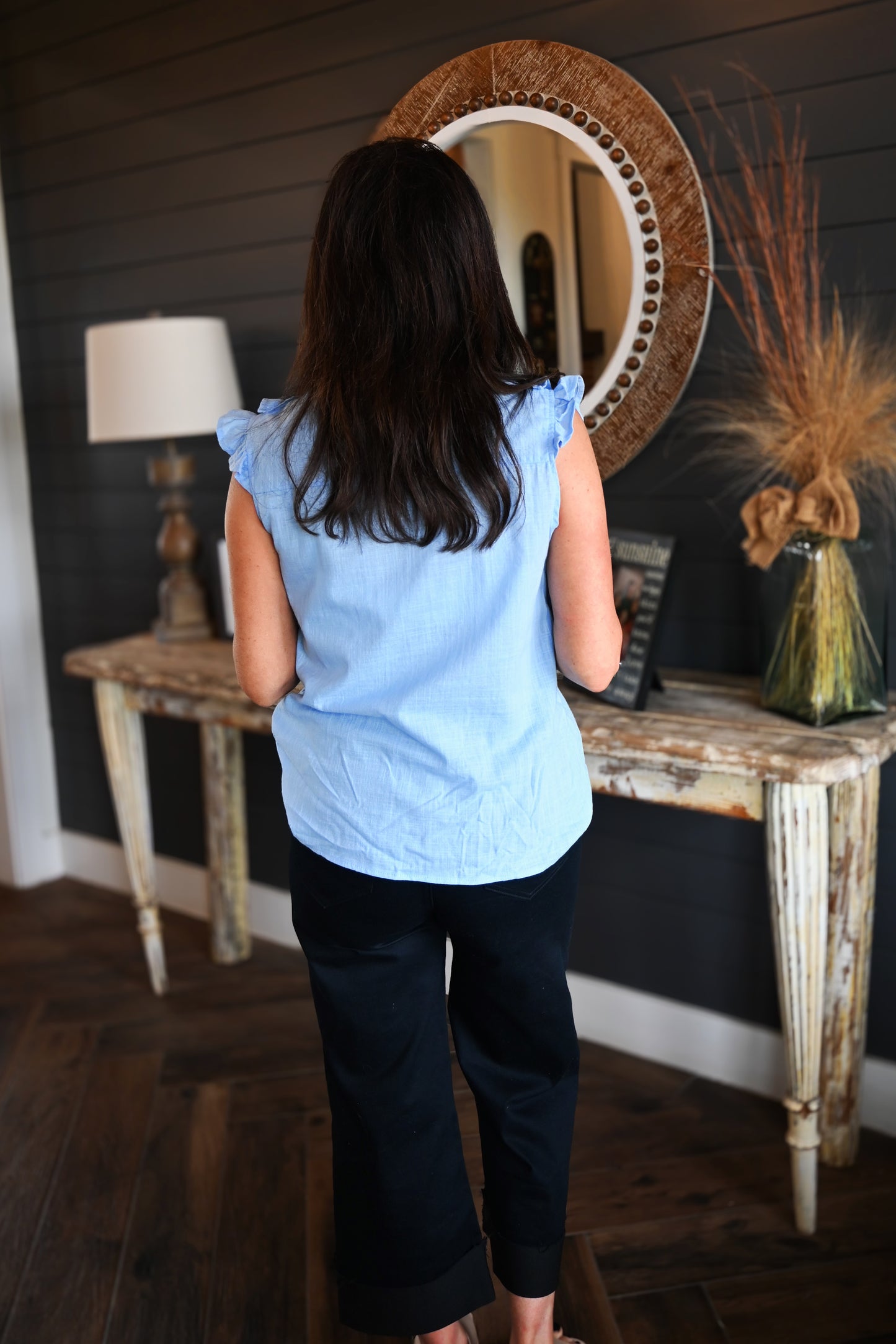 Blue Ruffle Top