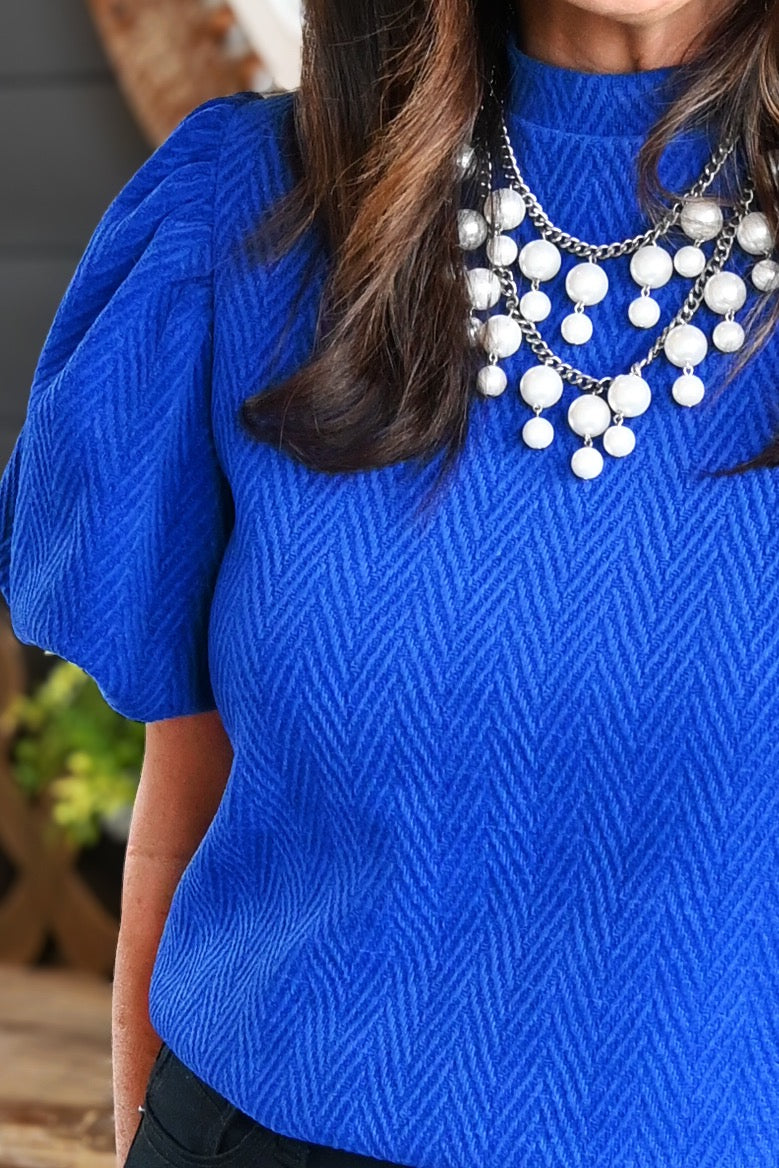 Royal Blue Puff Sleeve Top