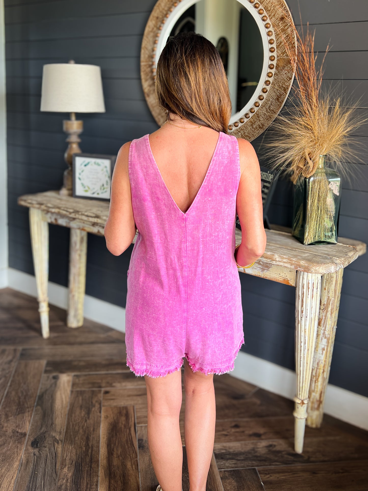 Raspberry Mineral Washed Romper