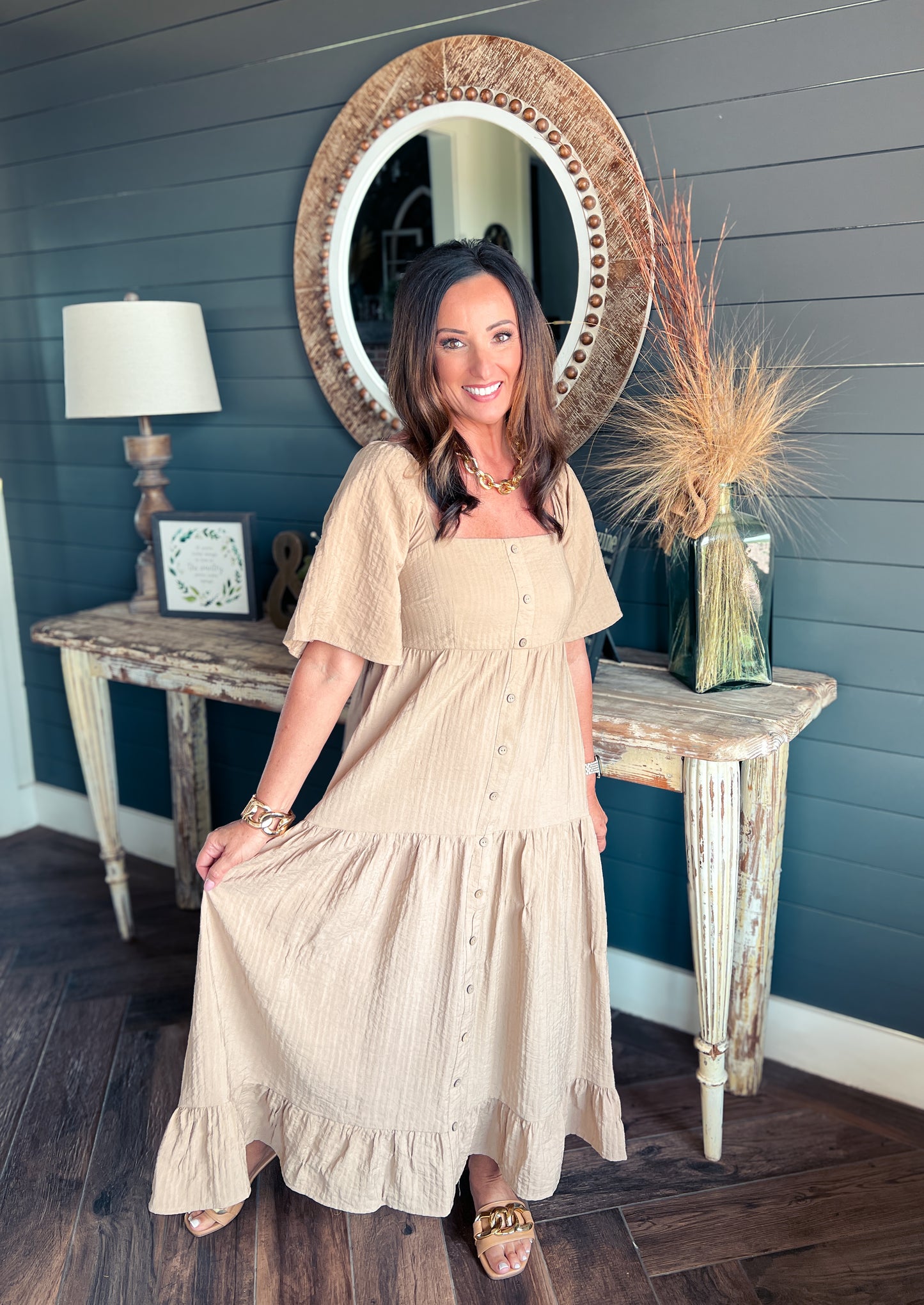 Juliette Taupe Tiered Dress