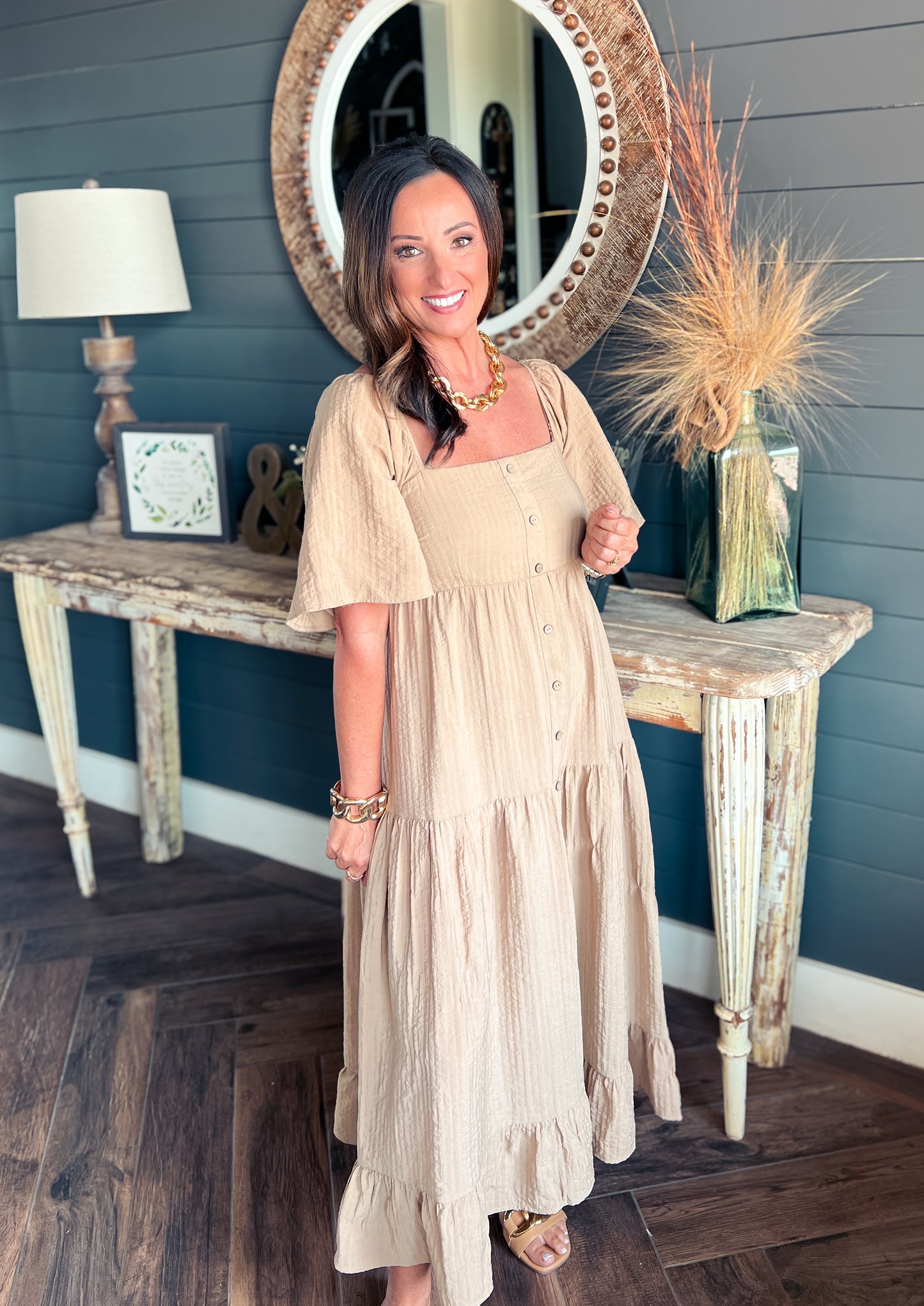 Juliette Taupe Tiered Dress