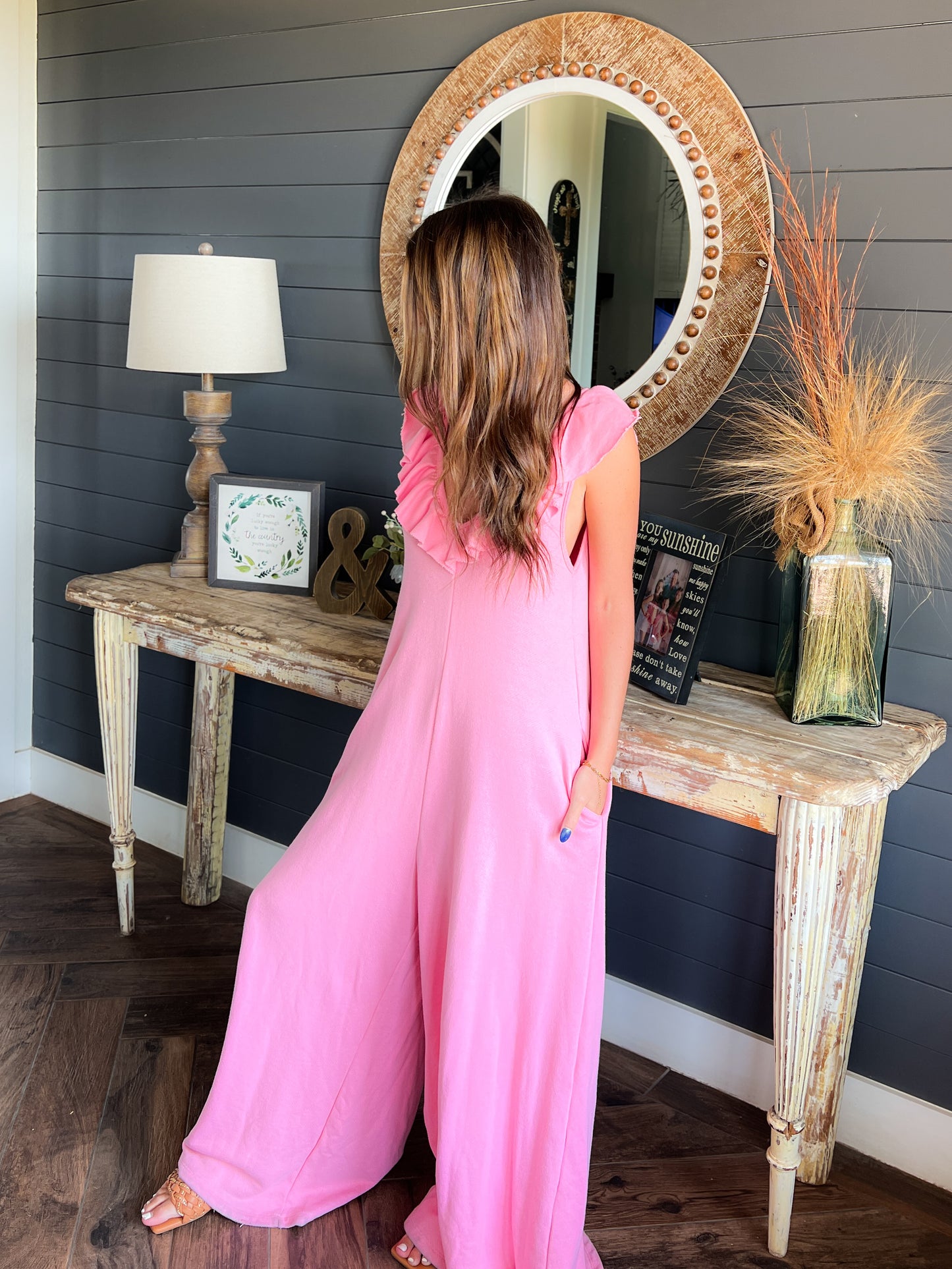 Ramey Pink Ruffle Jumsuit