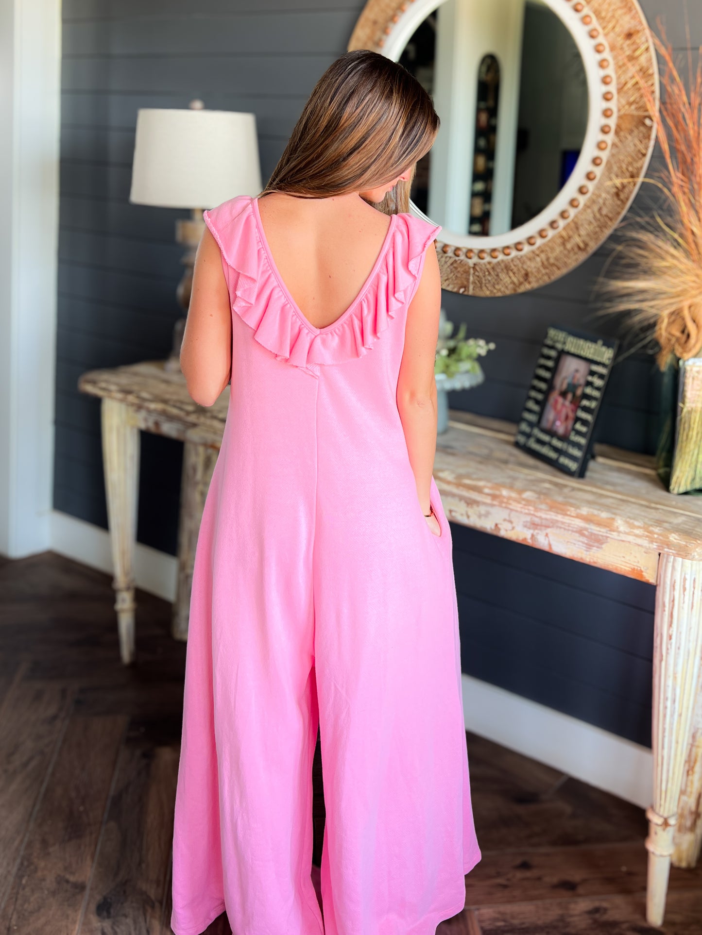 Ramey Pink Ruffle Jumsuit