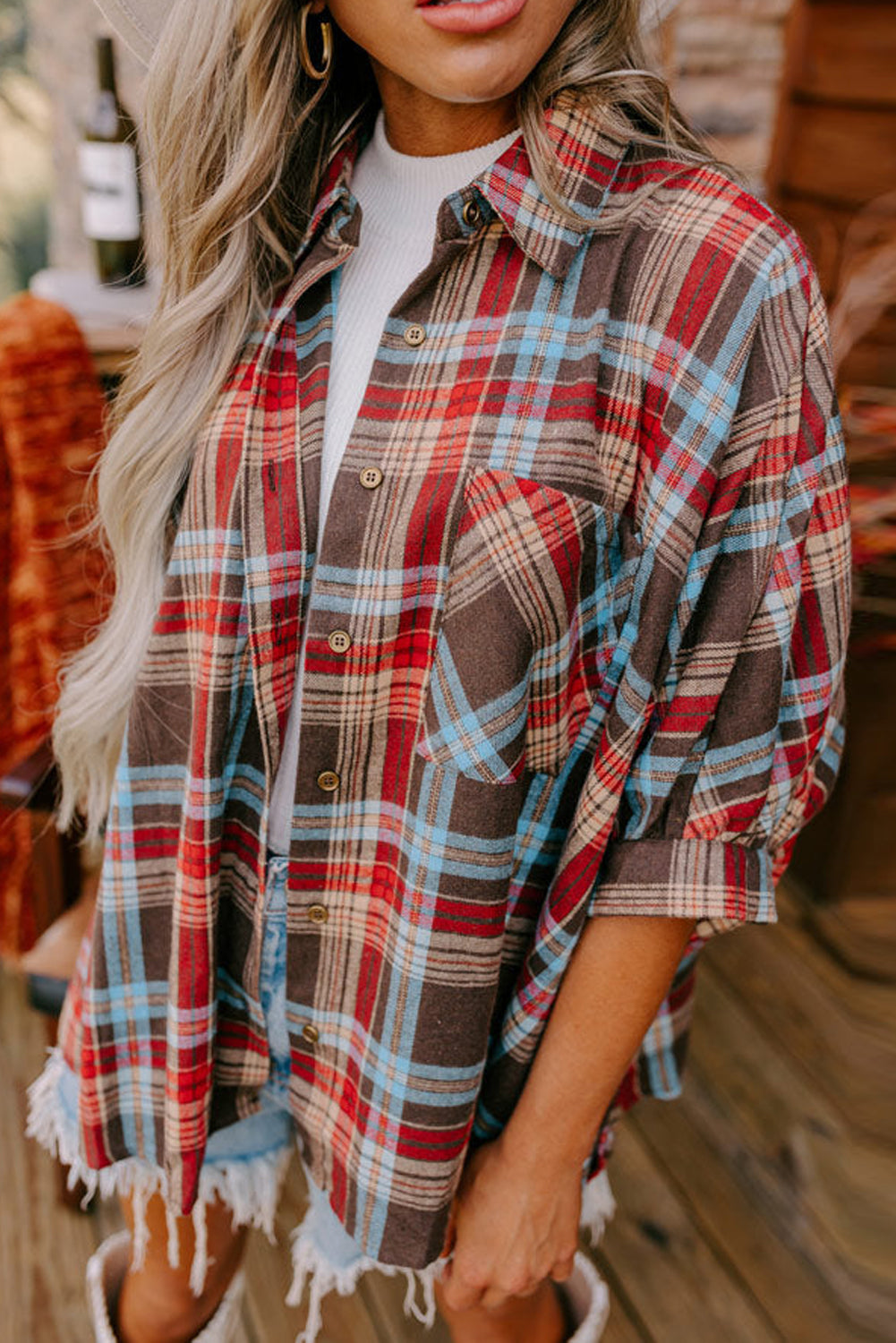 Sage Plaid Top