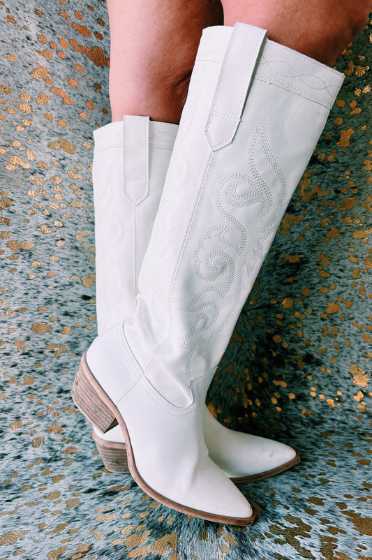 Zaire White Tall Boot