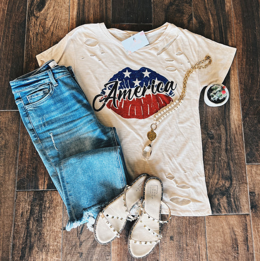 American Distressed Tee