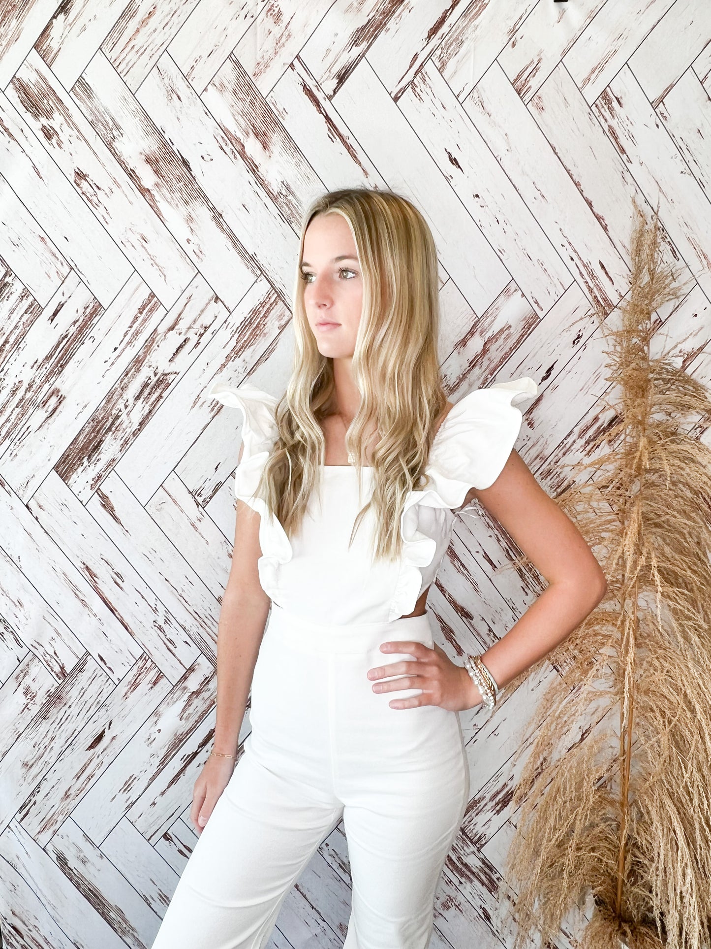 White Denim Jumpsuit