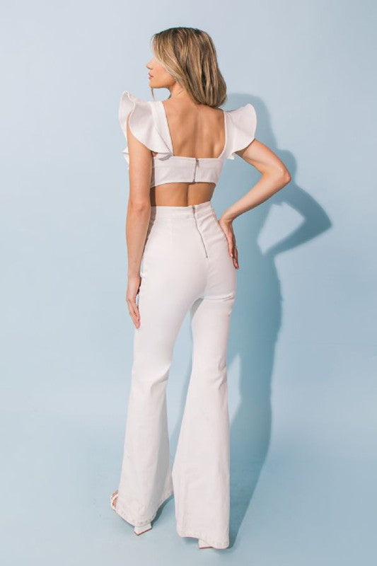 White Denim Jumpsuit