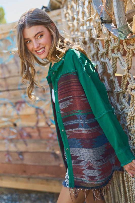 Green Aztec Shacket