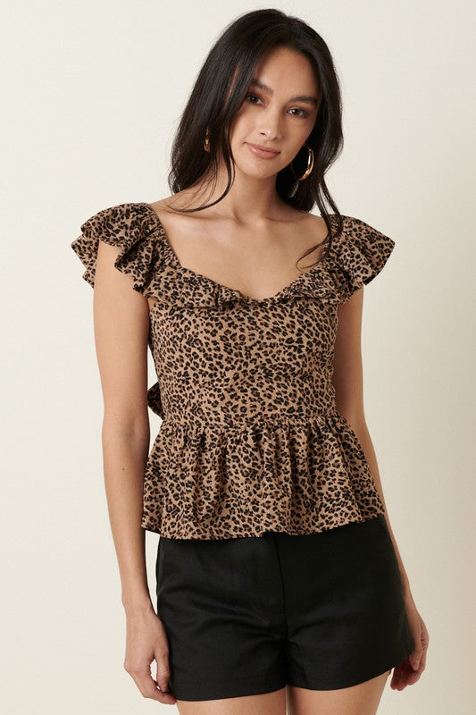 Cheetah Tie Back Top